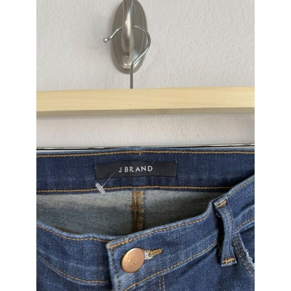 J‎ Brand Cropped Jeans Women's 31 Blue Demen Trou Mid Rise Dark Wash Distressed - Picture 9 of 10